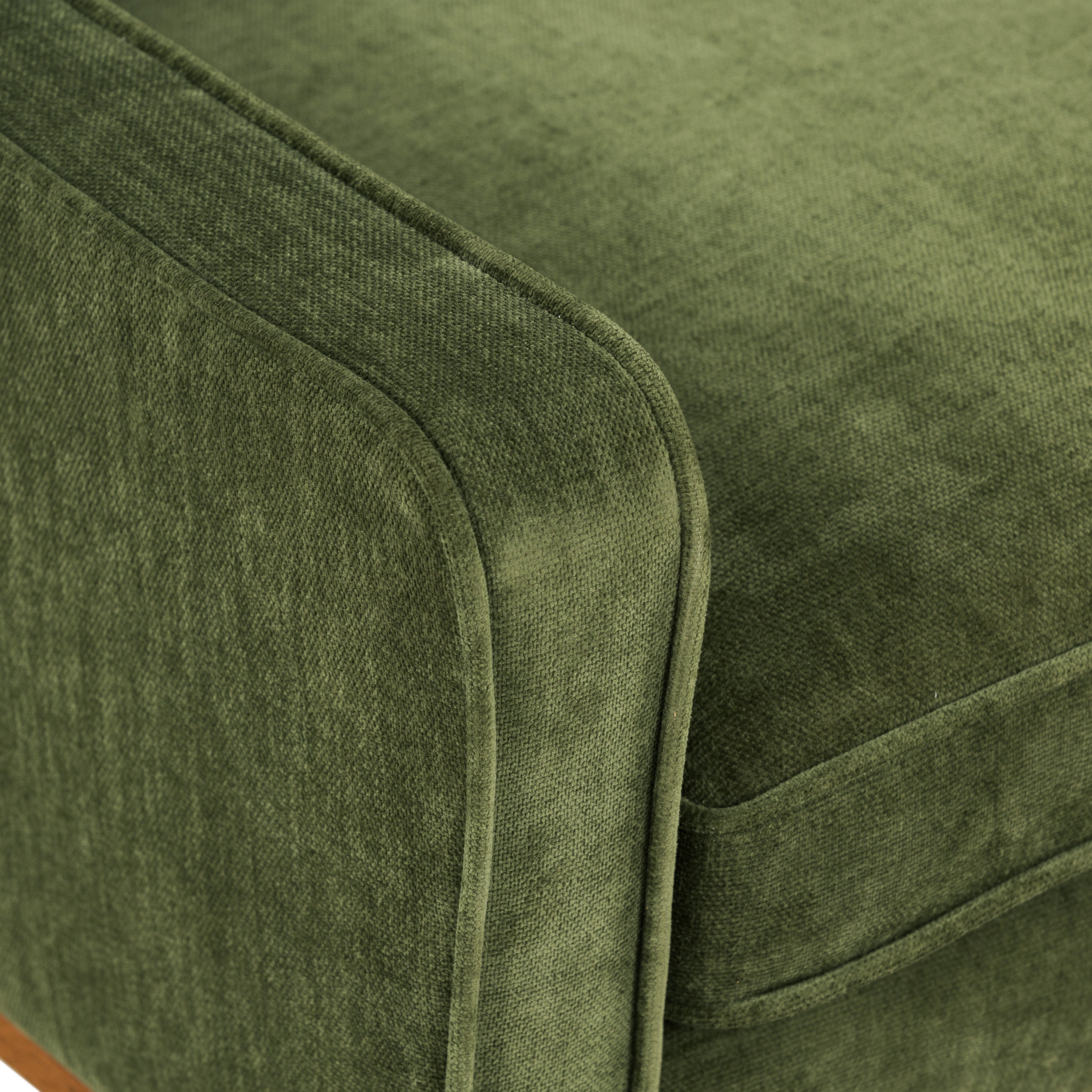 Modern Distressed Green Fabric Lounge Chair with Tufted Back