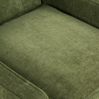 Fauteuil de salon moderne en tissu vert vieilli avec dossier capitonné