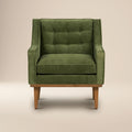 Modern Distressed Green Fabric Lounge Chair with Tufted Back