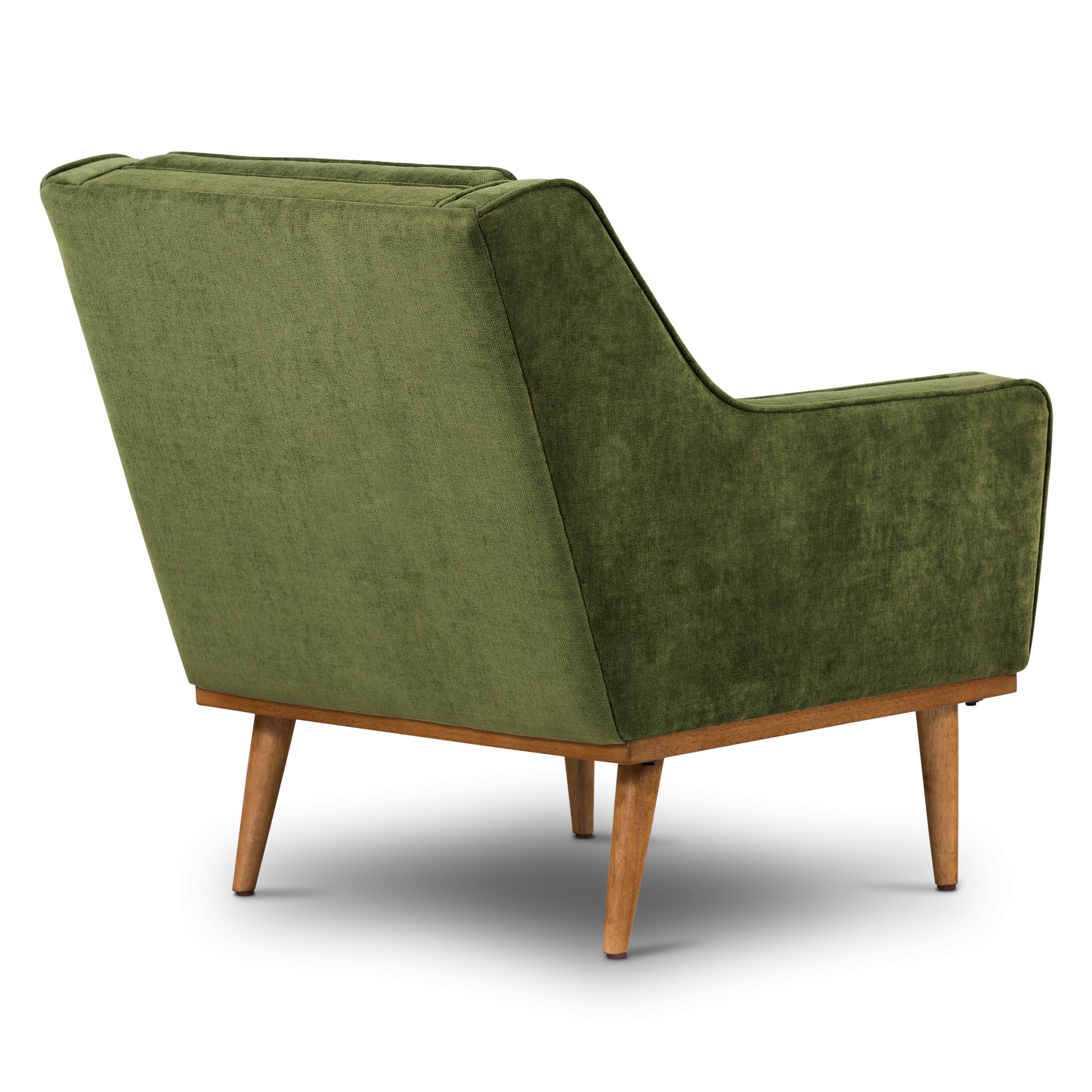Modern Distressed Green Fabric Lounge Chair with Tufted Back