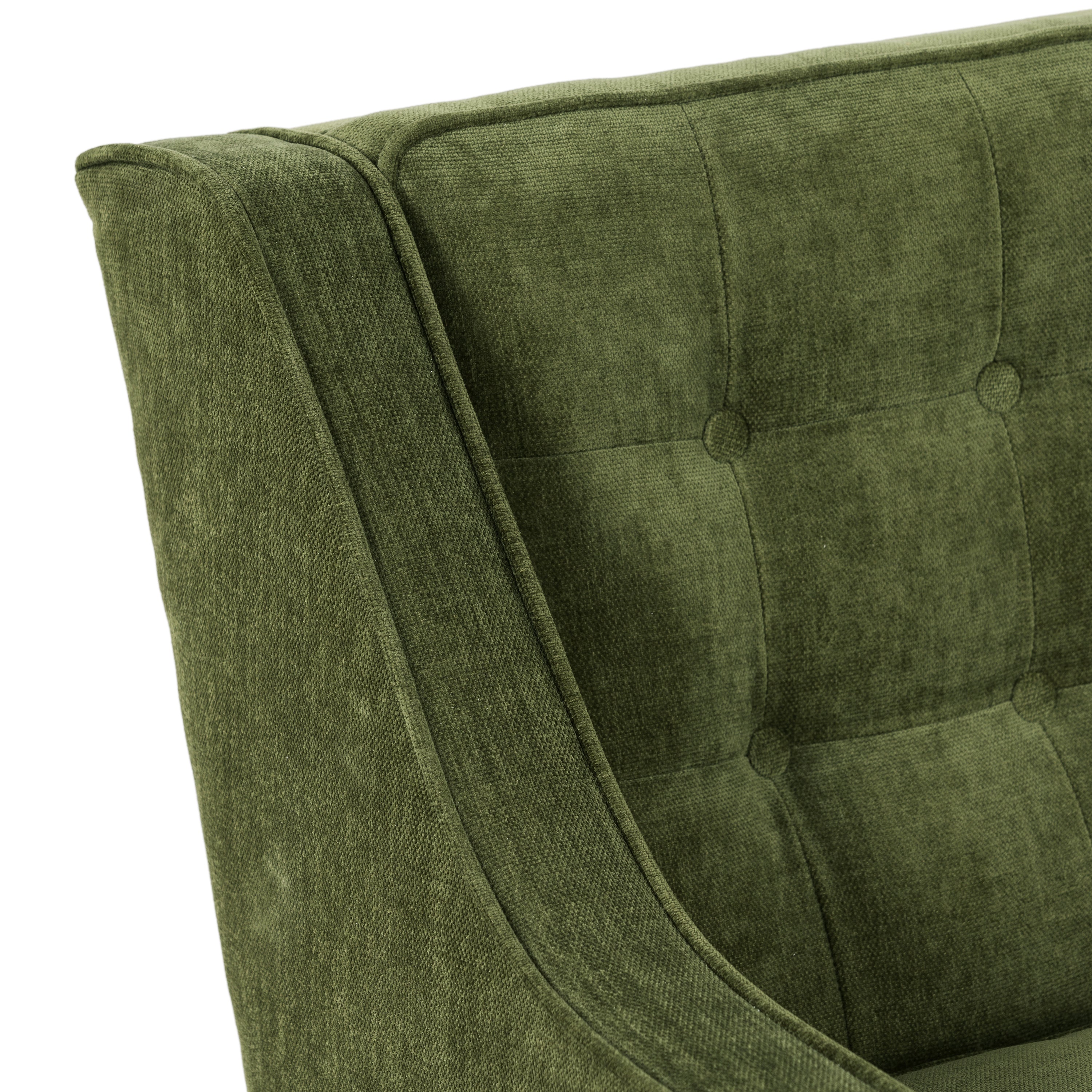 Modern Distressed Green Fabric Lounge Chair with Tufted Back