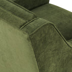 Fauteuil de salon moderne en tissu vert vieilli avec dossier capitonné