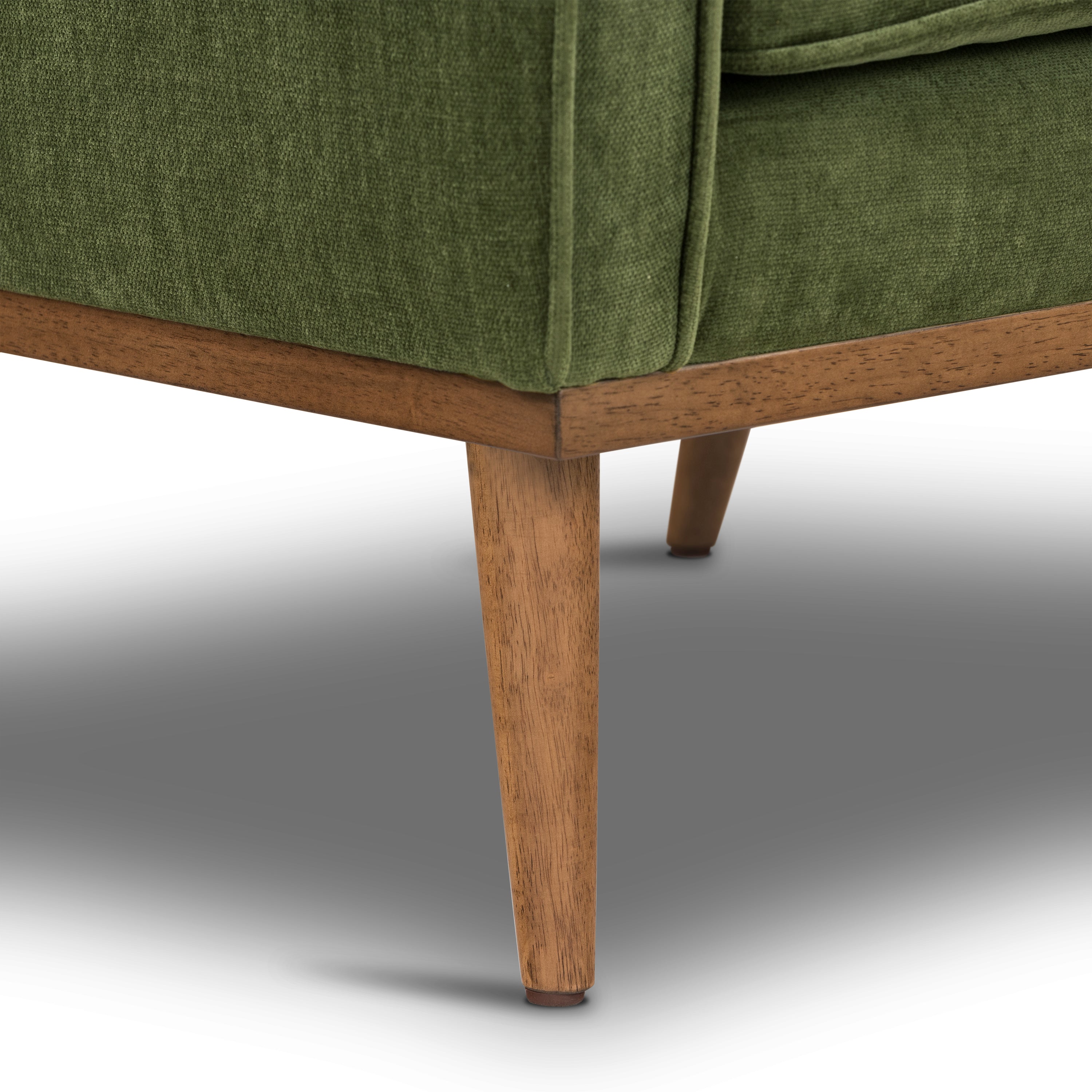 Modern Distressed Green Fabric Lounge Chair with Tufted Back