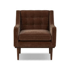 Fauteuil lounge en tissu marron bronzé de style Mid-Century avec bouton
