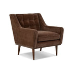 Fauteuil lounge en tissu marron bronzé de style Mid-Century avec bouton