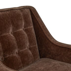 Fauteuil lounge en tissu marron bronzé de style Mid-Century avec bouton