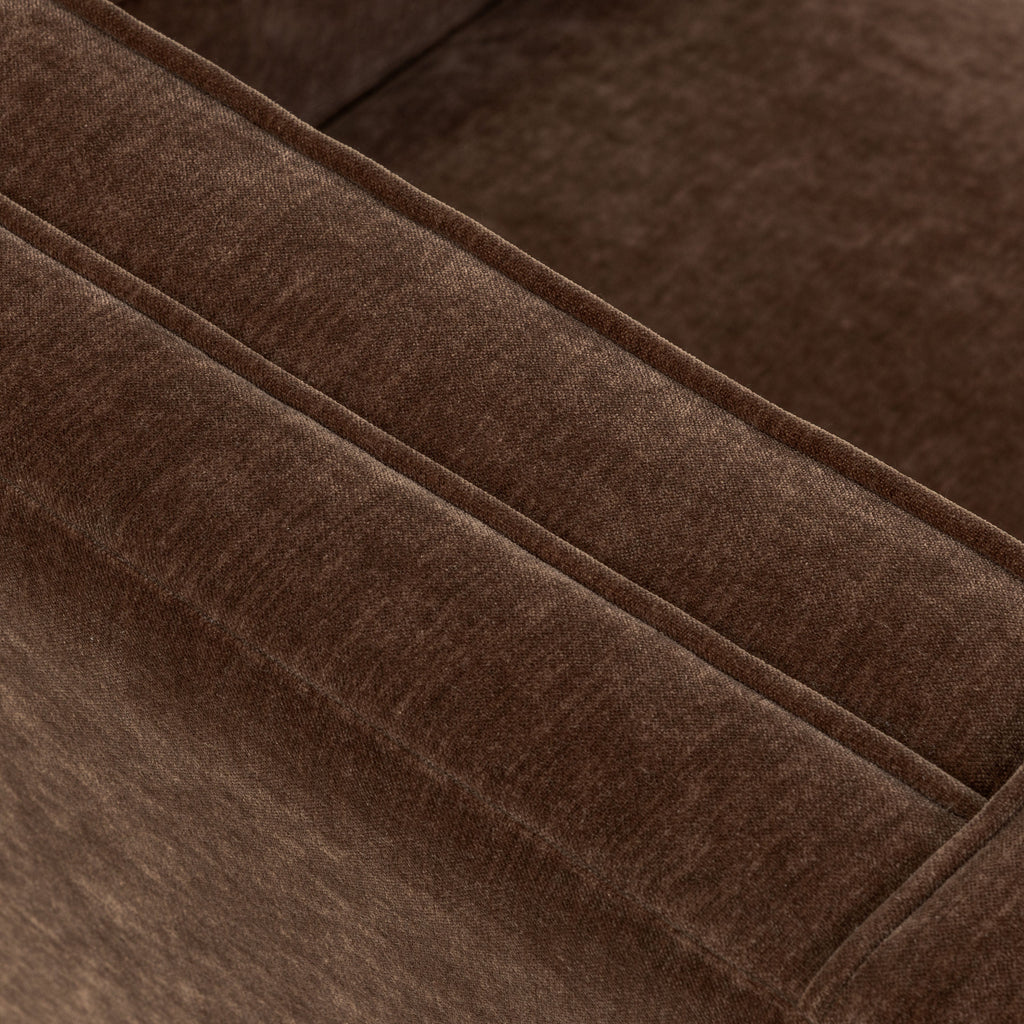 Mid-Century Modern Bronzer Brown Fabric Lounge Chair with Button