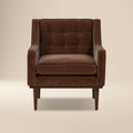 Mid-Century Modern Bronzer Brown Fabric Lounge Chair with Button