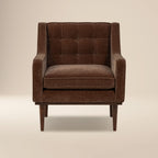 Fauteuil lounge en tissu marron bronzé de style Mid-Century avec bouton