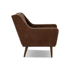 Fauteuil lounge en tissu marron bronzé de style Mid-Century avec bouton