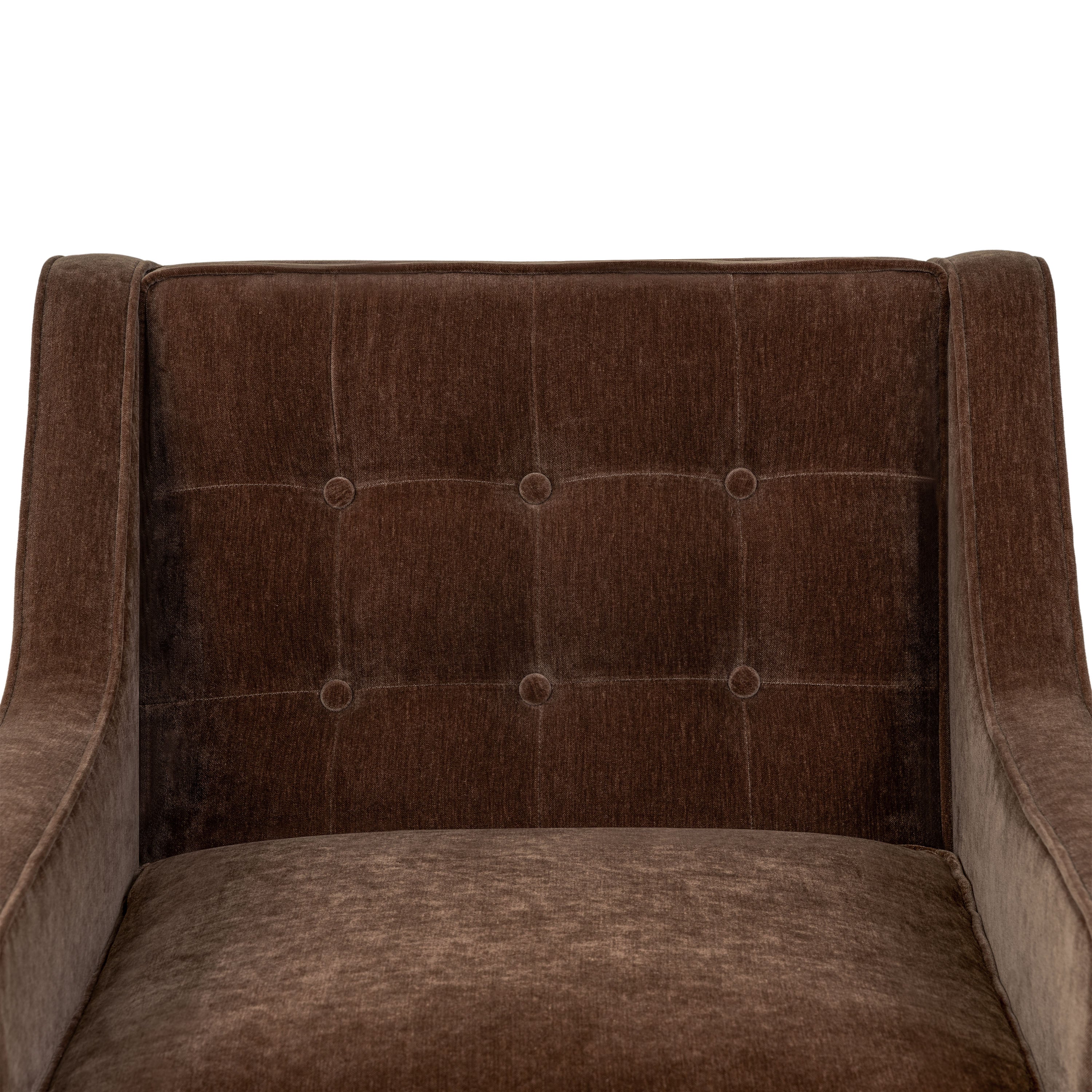 Mid-Century Modern Bronzer Brown Fabric Lounge Chair with Button