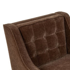 Fauteuil lounge en tissu marron bronzé de style Mid-Century avec bouton
