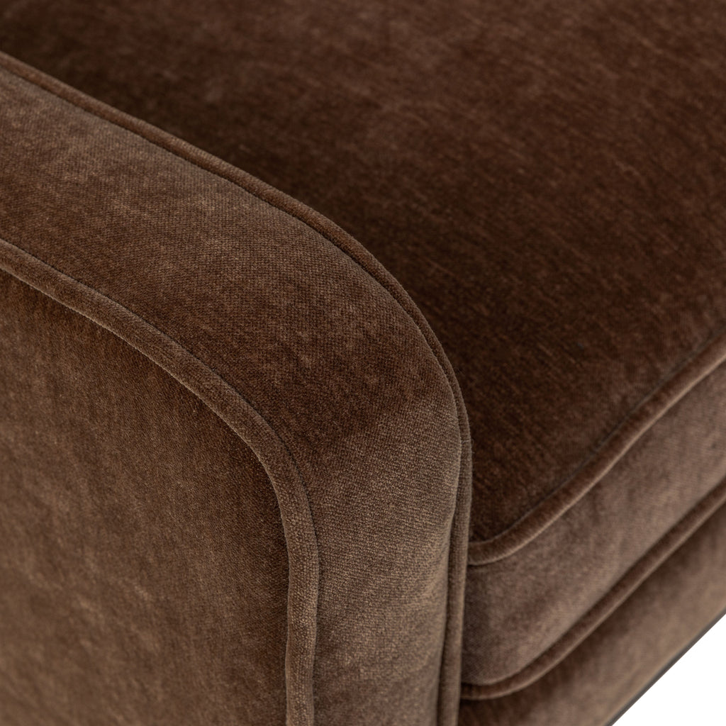 Mid-Century Modern Bronzer Brown Fabric Lounge Chair with Button