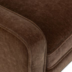 Fauteuil lounge en tissu marron bronzé de style Mid-Century avec bouton