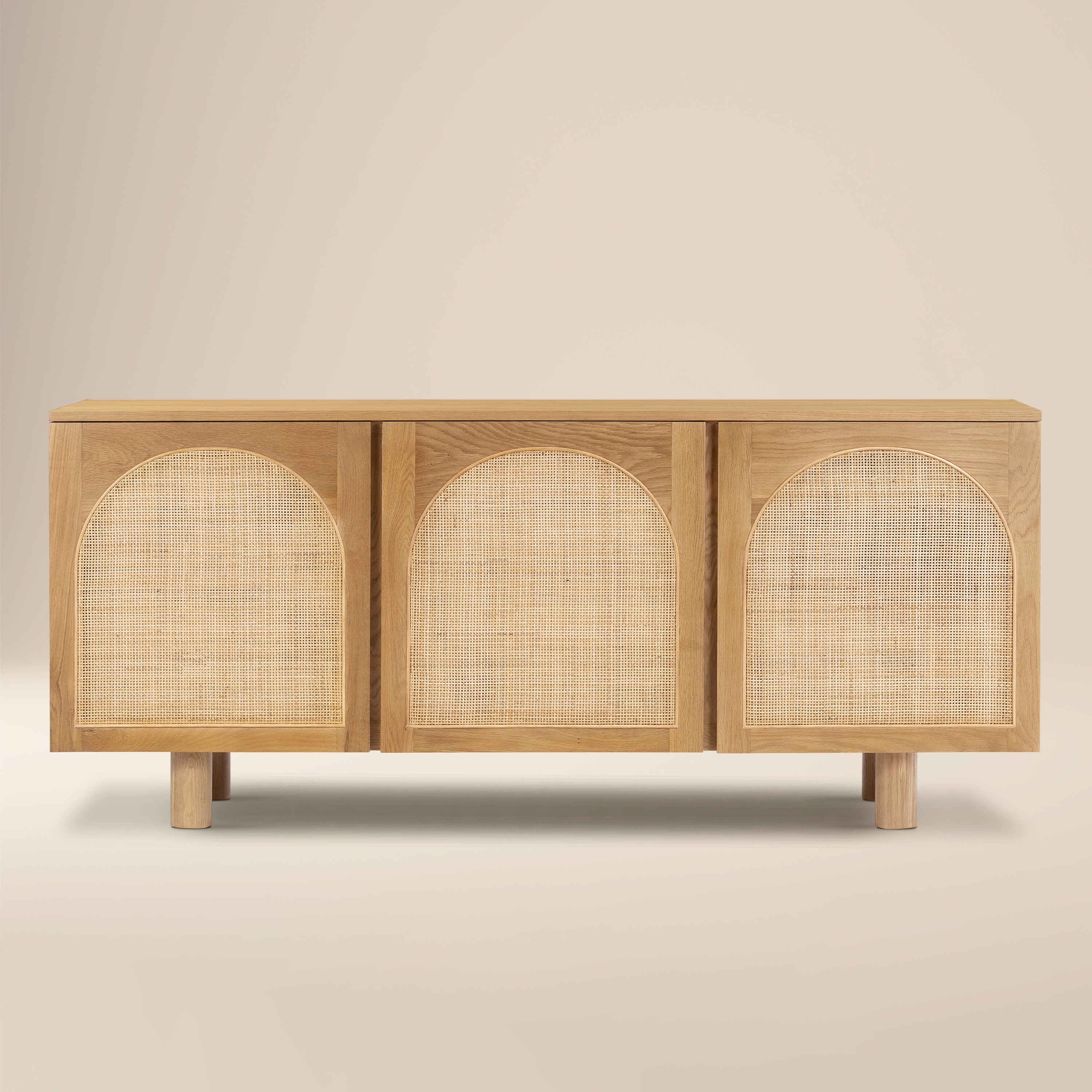 Modern Oak Oak Wood Sideboard with Storage for Dining Room or Entryway