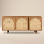 Buffet marron moderne en bois avec rangement pour salle à manger ou entrée
