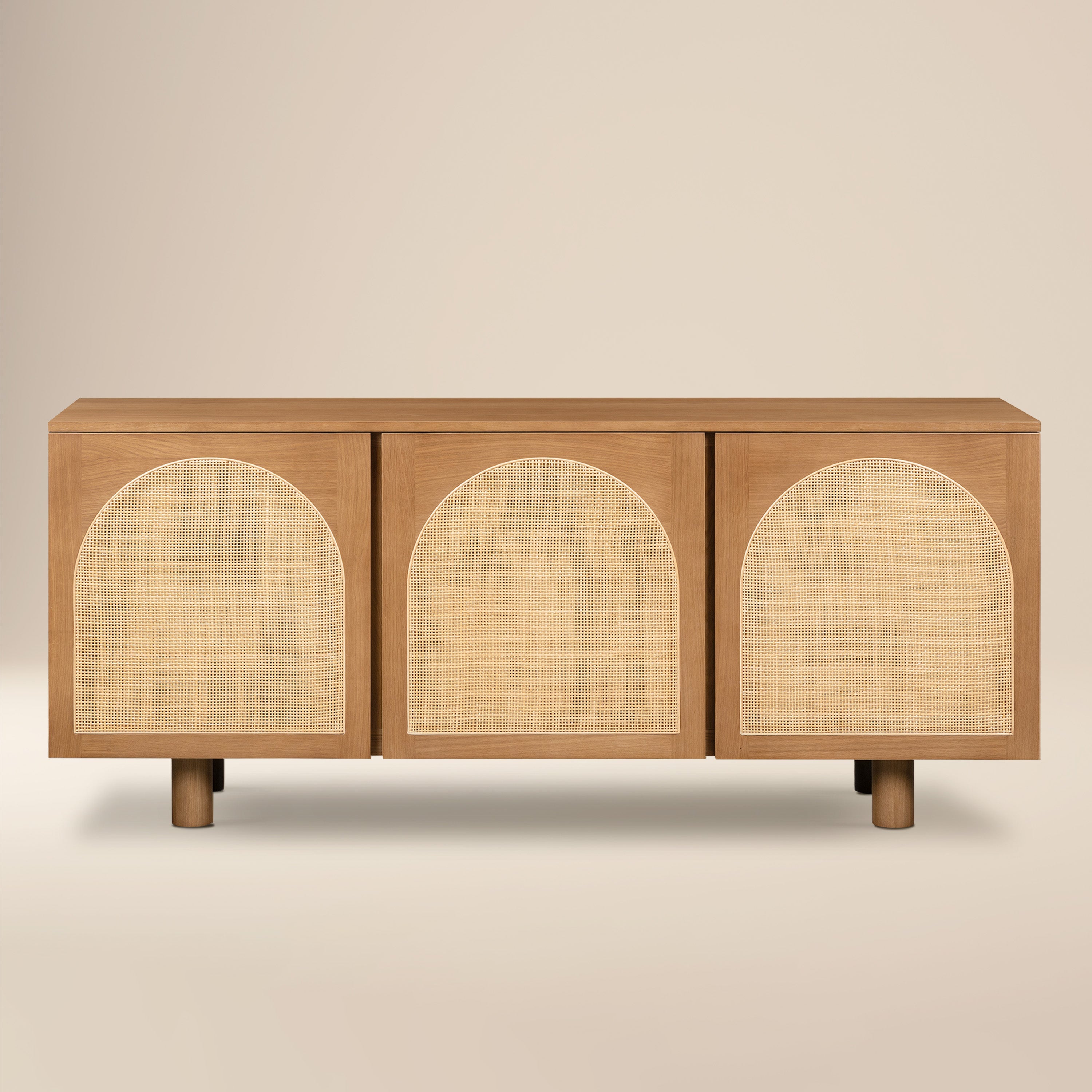 Modern Timber Brown Sideboard with Storage for Dining Room or Entryway