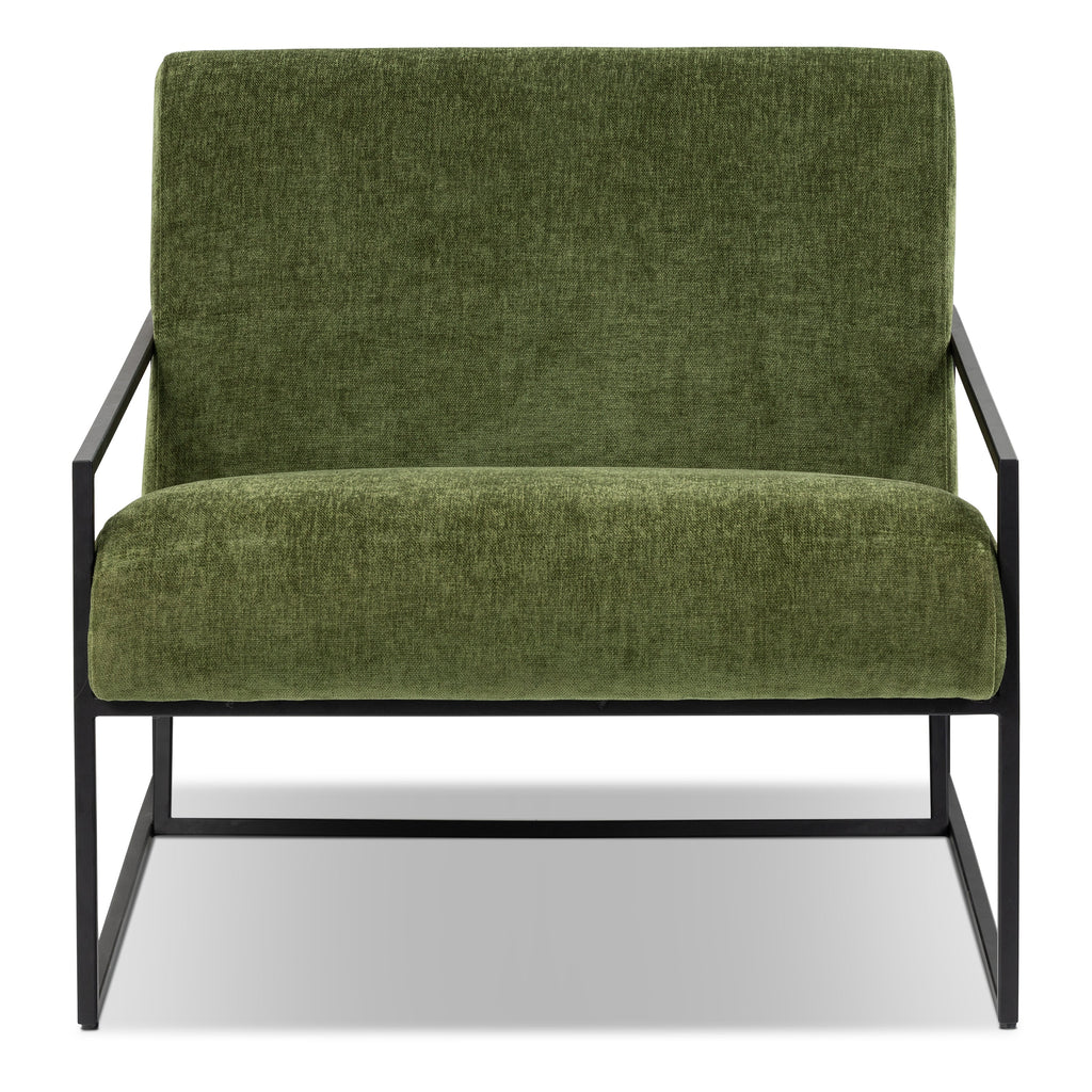Modern Distressed Green Fabric Lounge Chair with Kiln-Dried Wood Frame