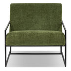 Fauteuil moderne en tissu vert vieilli avec cadre en bois séché au four
