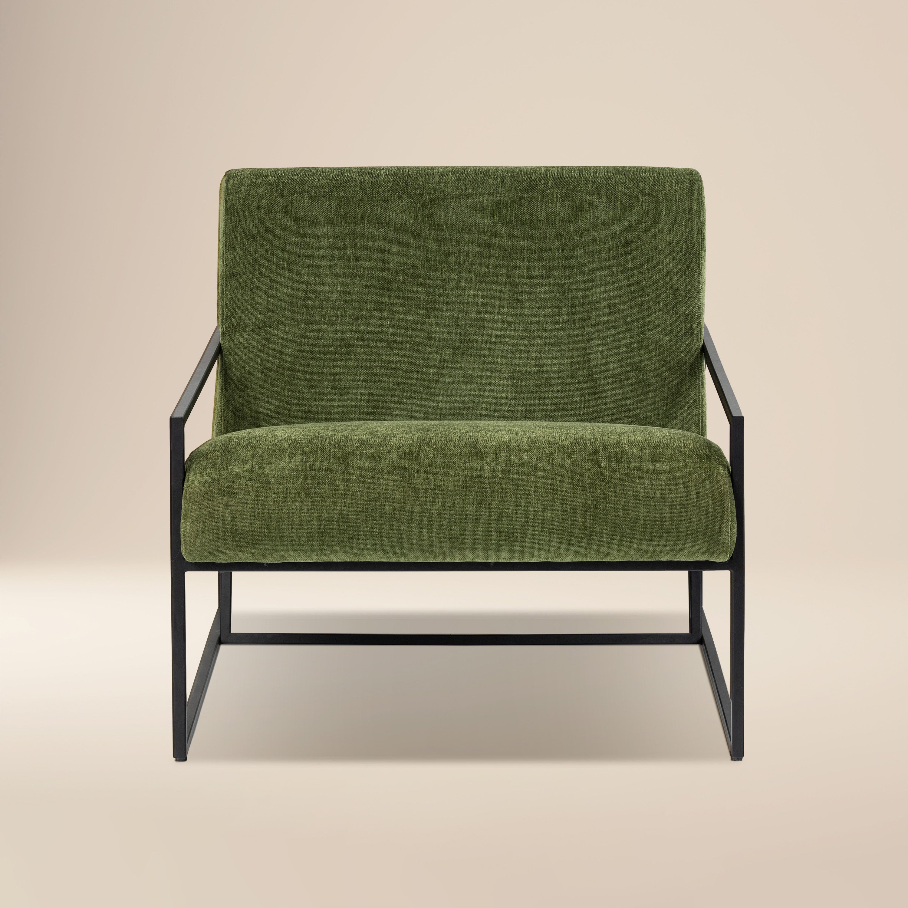 Modern Distressed Green Fabric Lounge Chair with Kiln-Dried Wood Frame
