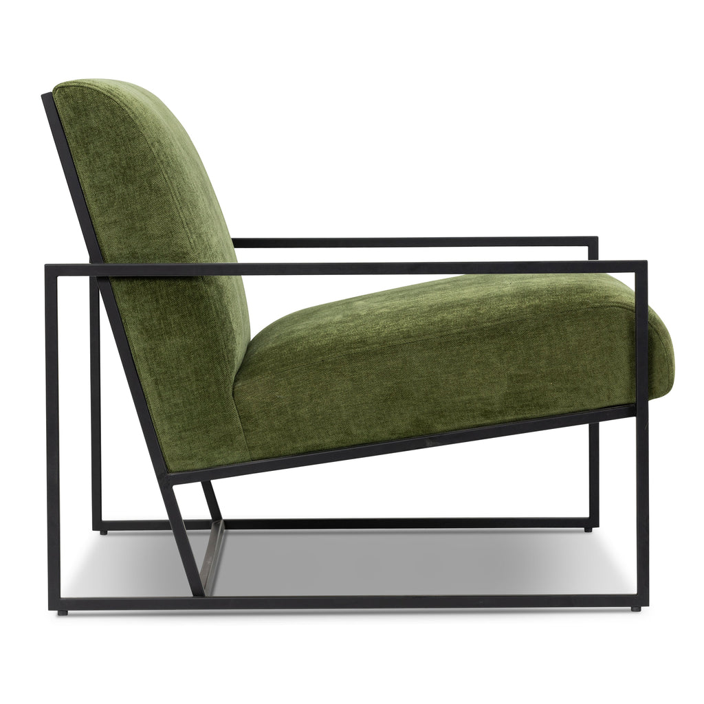 Modern Distressed Green Fabric Lounge Chair with Kiln-Dried Wood Frame