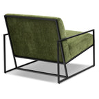 Fauteuil moderne en tissu vert vieilli avec cadre en bois séché au four