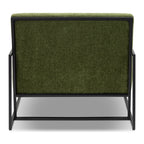 Fauteuil moderne en tissu vert vieilli avec cadre en bois séché au four
