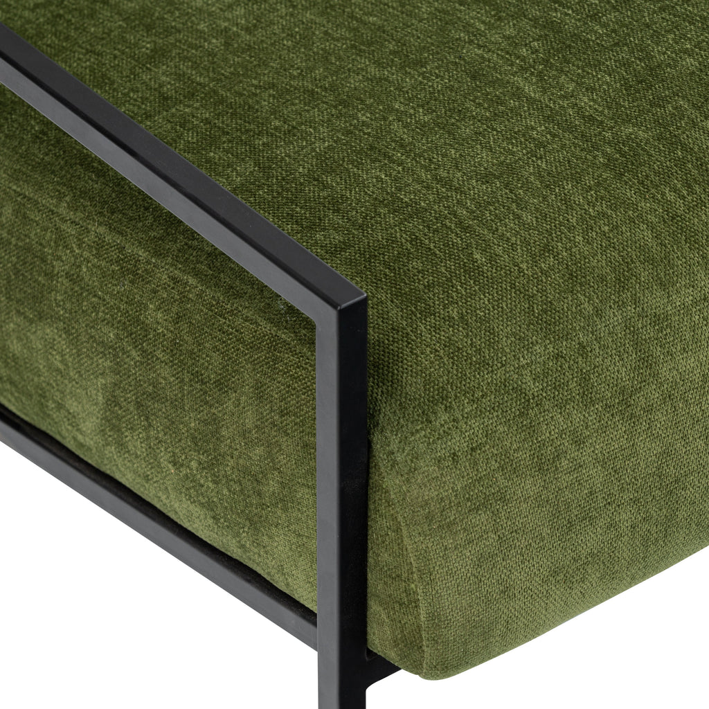 Modern Distressed Green Fabric Lounge Chair with Kiln-Dried Wood Frame