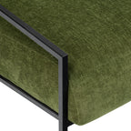 Fauteuil moderne en tissu vert vieilli avec cadre en bois séché au four