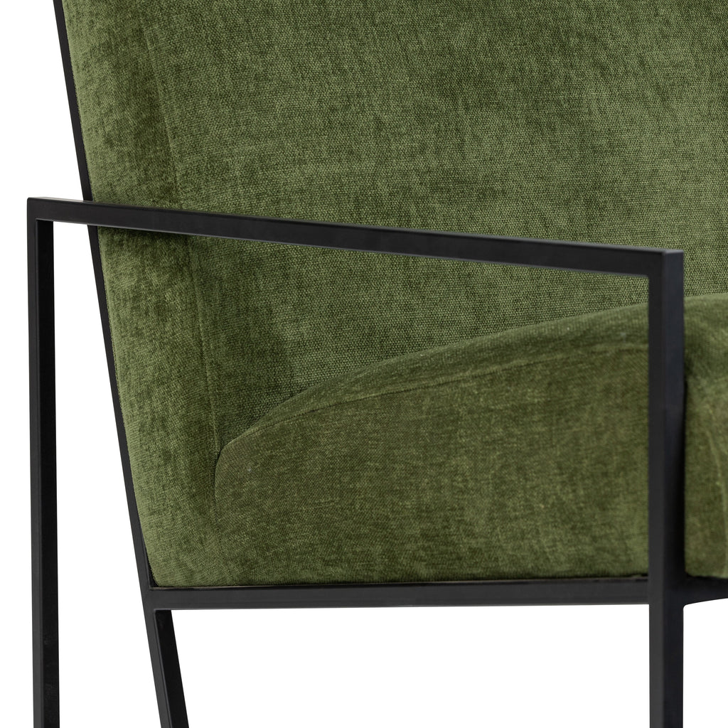 Modern Distressed Green Fabric Lounge Chair with Kiln-Dried Wood Frame