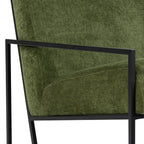 Fauteuil moderne en tissu vert vieilli avec cadre en bois séché au four