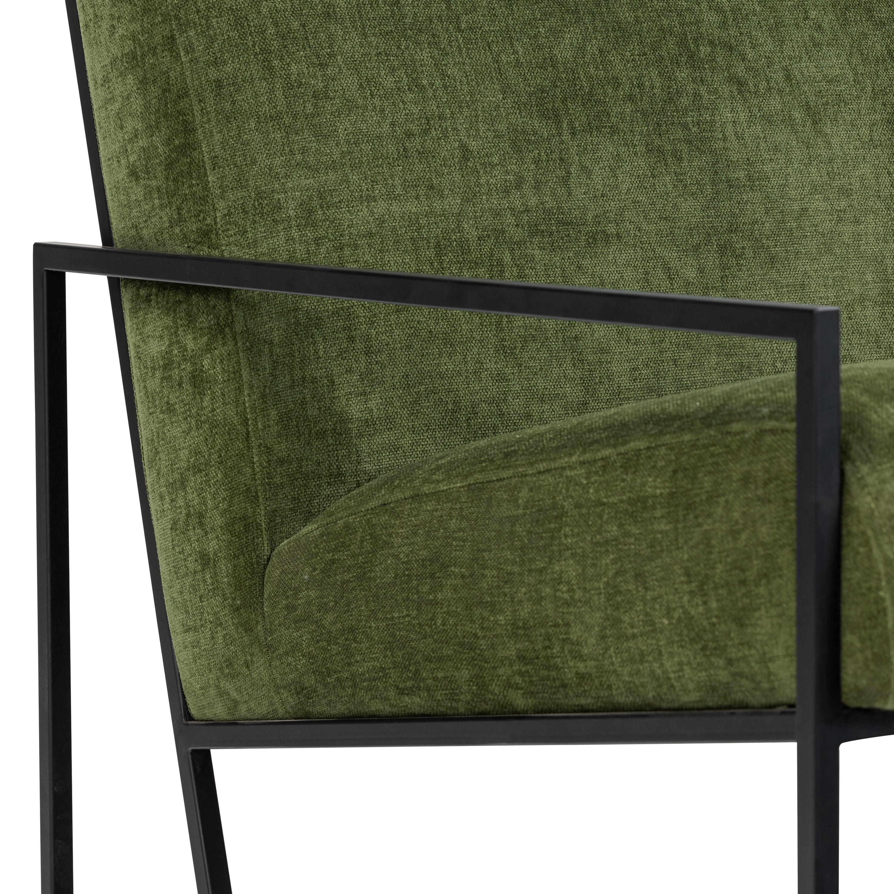 Modern Distressed Green Fabric Lounge Chair with Kiln-Dried Wood Frame