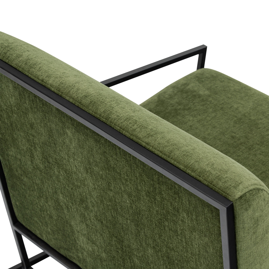Modern Distressed Green Fabric Lounge Chair with Kiln-Dried Wood Frame