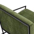 Fauteuil moderne en tissu vert vieilli avec cadre en bois séché au four