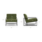 Fauteuil moderne en tissu vert vieilli avec cadre en bois séché au four
