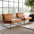 Fauteuil de salon moderne en cuir couleur cognac pour le salon