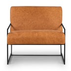 Fauteuil de salon moderne en cuir couleur cognac pour le salon