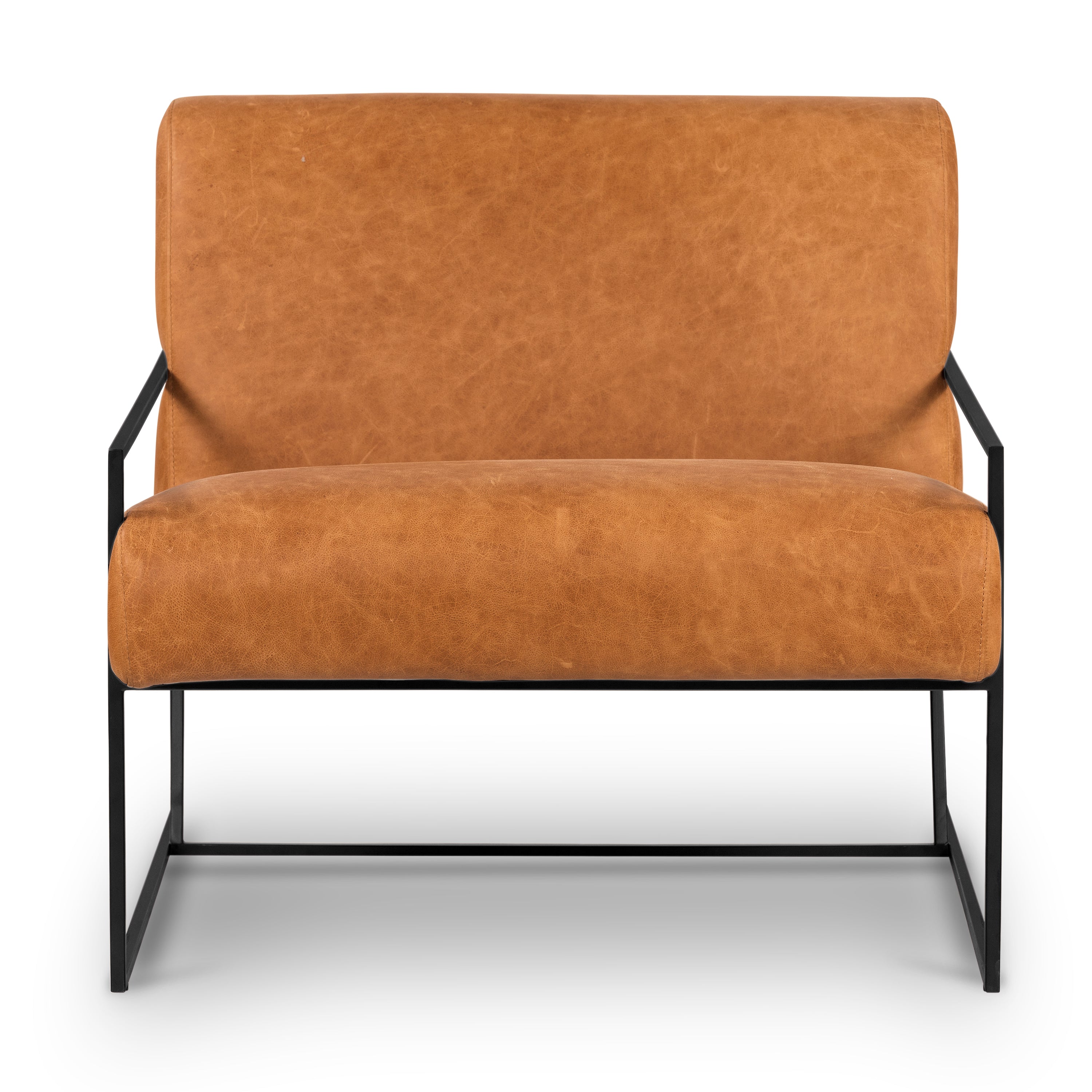 Modern Cognac Tan Leather Lounge Chair for Living Room