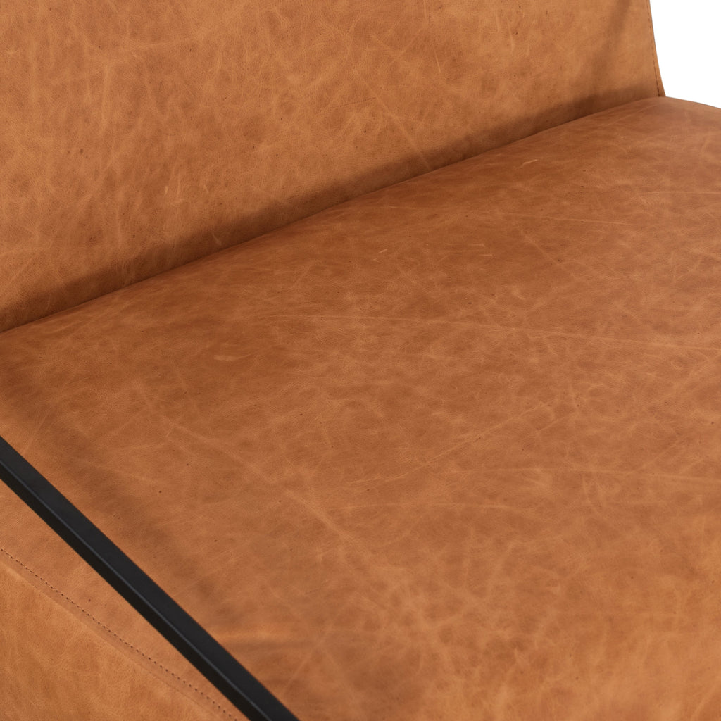Modern Cognac Tan Leather Lounge Chair for Living Room