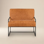Fauteuil de salon moderne en cuir couleur cognac pour le salon