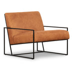 Fauteuil de salon moderne en cuir couleur cognac pour le salon