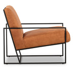 Fauteuil de salon moderne en cuir couleur cognac pour le salon