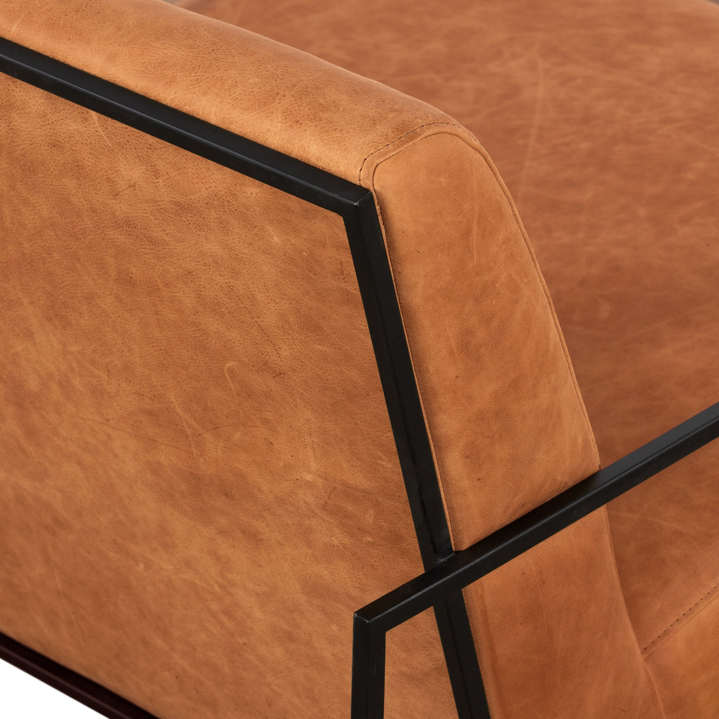 Modern Cognac Tan Leather Lounge Chair for Living Room