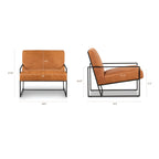 Fauteuil de salon moderne en cuir couleur cognac pour le salon