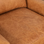 Fauteuil de salon moderne en cuir cognac avec cadre en bois séché au four