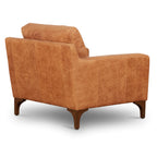 Fauteuil de salon moderne en cuir cognac avec cadre en bois séché au four