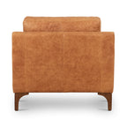 Fauteuil de salon moderne en cuir cognac avec cadre en bois séché au four