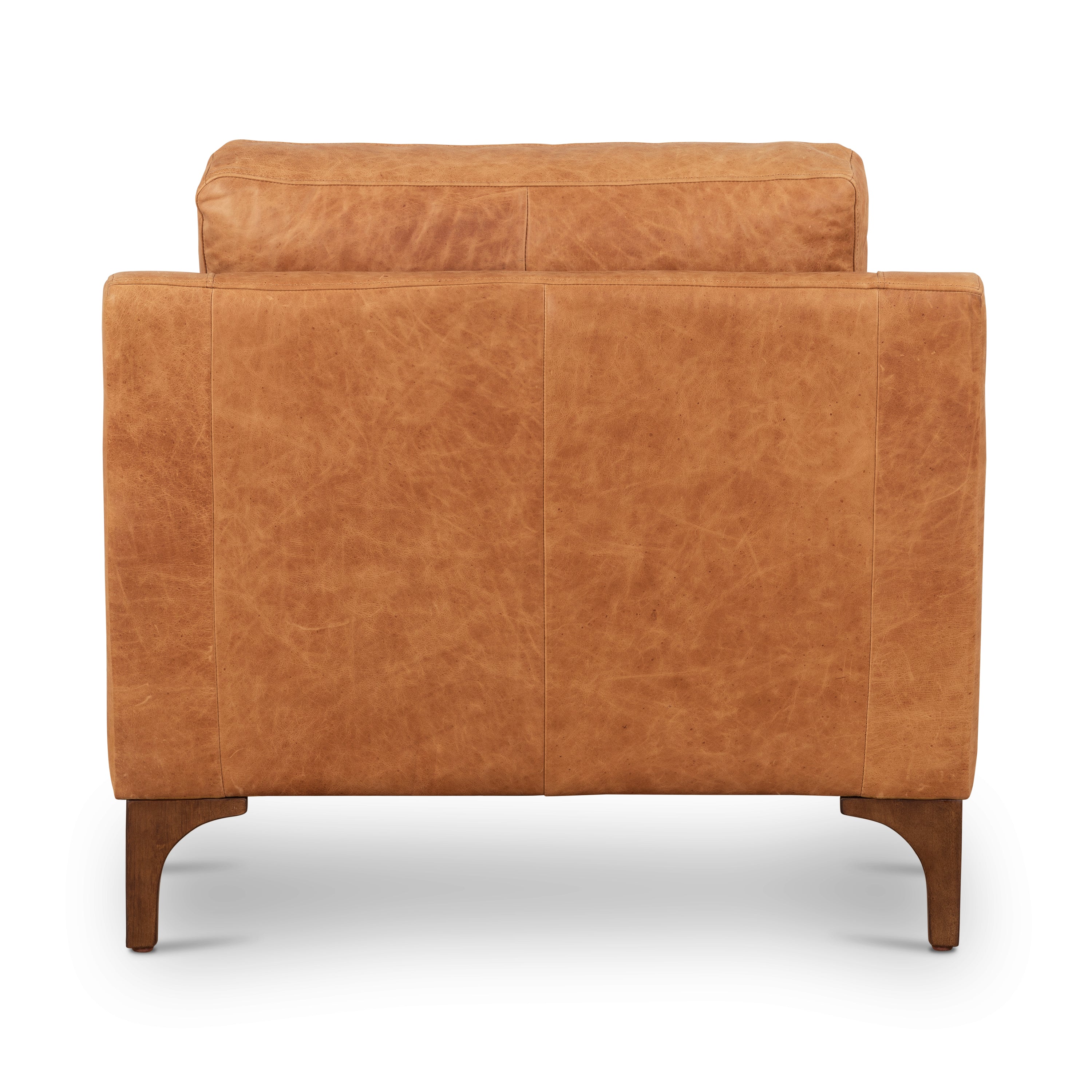 Modern Cognac Tan Leather Lounge Chair with Kiln-Dried Wood Frame
