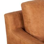 Fauteuil de salon moderne en cuir cognac avec cadre en bois séché au four