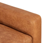 Fauteuil de salon moderne en cuir cognac avec cadre en bois séché au four
